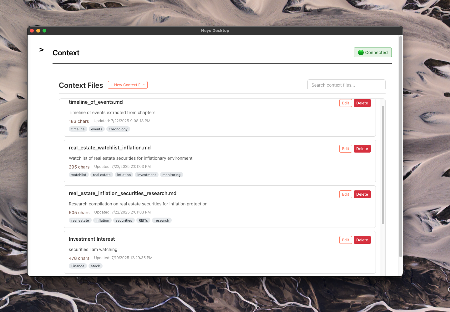 Context Management Screenshot